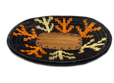 Wounaan Trays made in Wood and Fiber - Black Oval Tray for Table