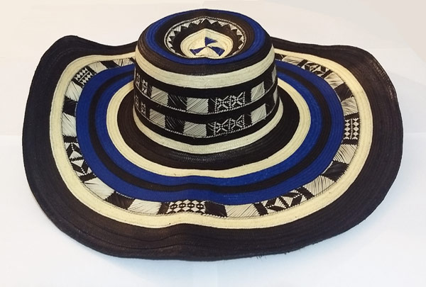 Sombreros Vueltiaos colombianos - Sombrero Vueltiao 21 vueltas azul con negro