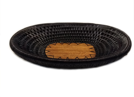 Wounaan Trays made in Wood and Fiber - Wood Oval Table tray color Black