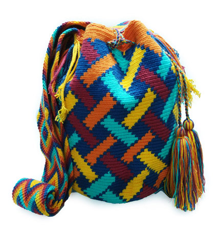 Blue and orange Wayuu Mochila - Colombian Wayuu Mochila Bags - Productos de Colombia.com