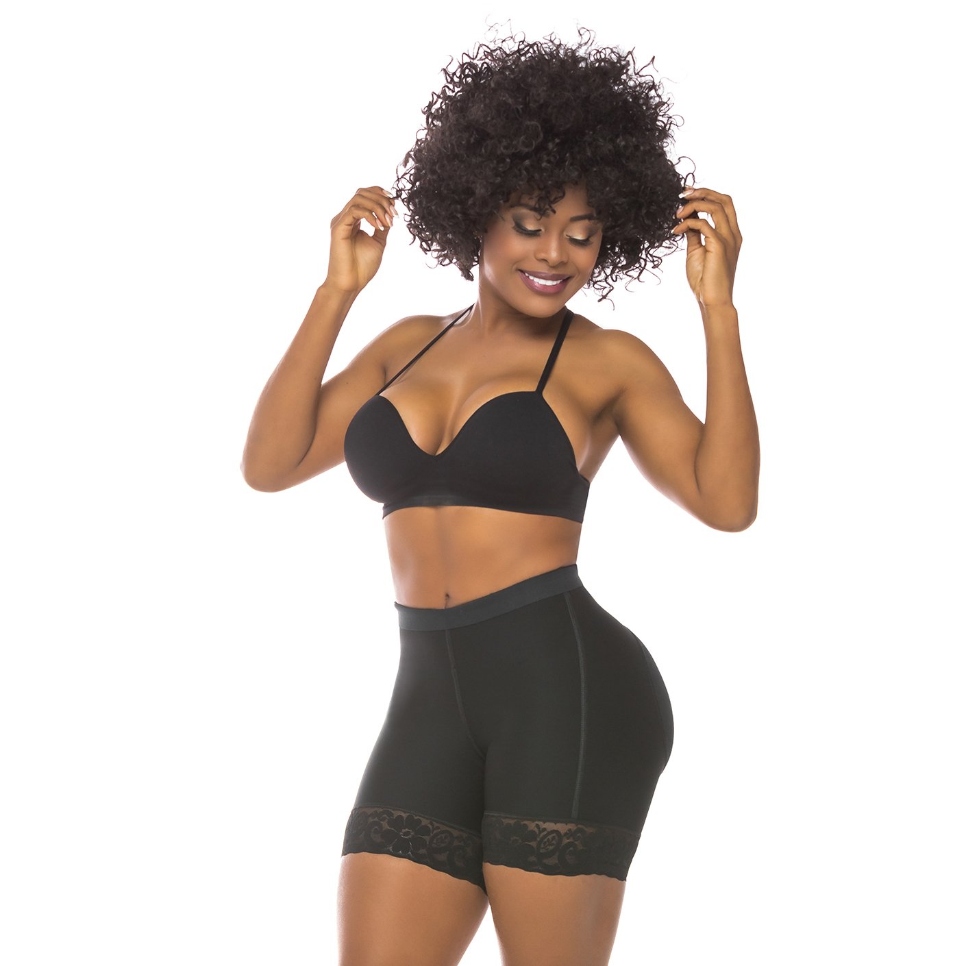 Salome 0218 Fajas Colombianas Reductoras Butt Lift Underwear Shapewear  Shorts for Women Black S 