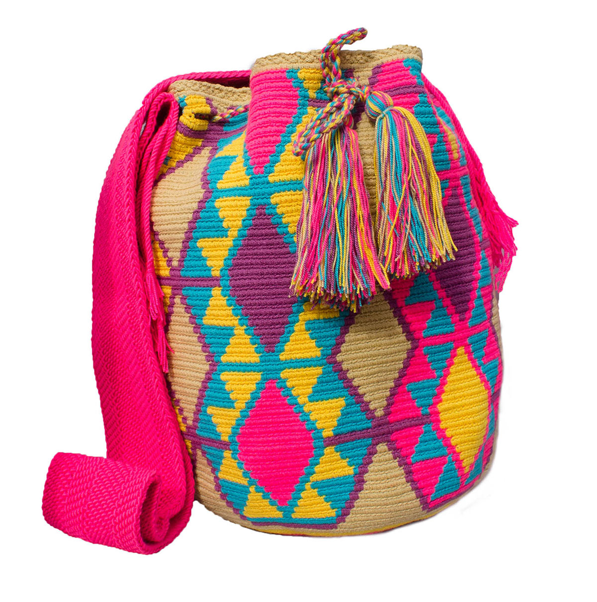 Wayuu Mochila Bag Pink, Blue Pastel tones - Colombian Wayuu Mochila Bags -  Productos de 